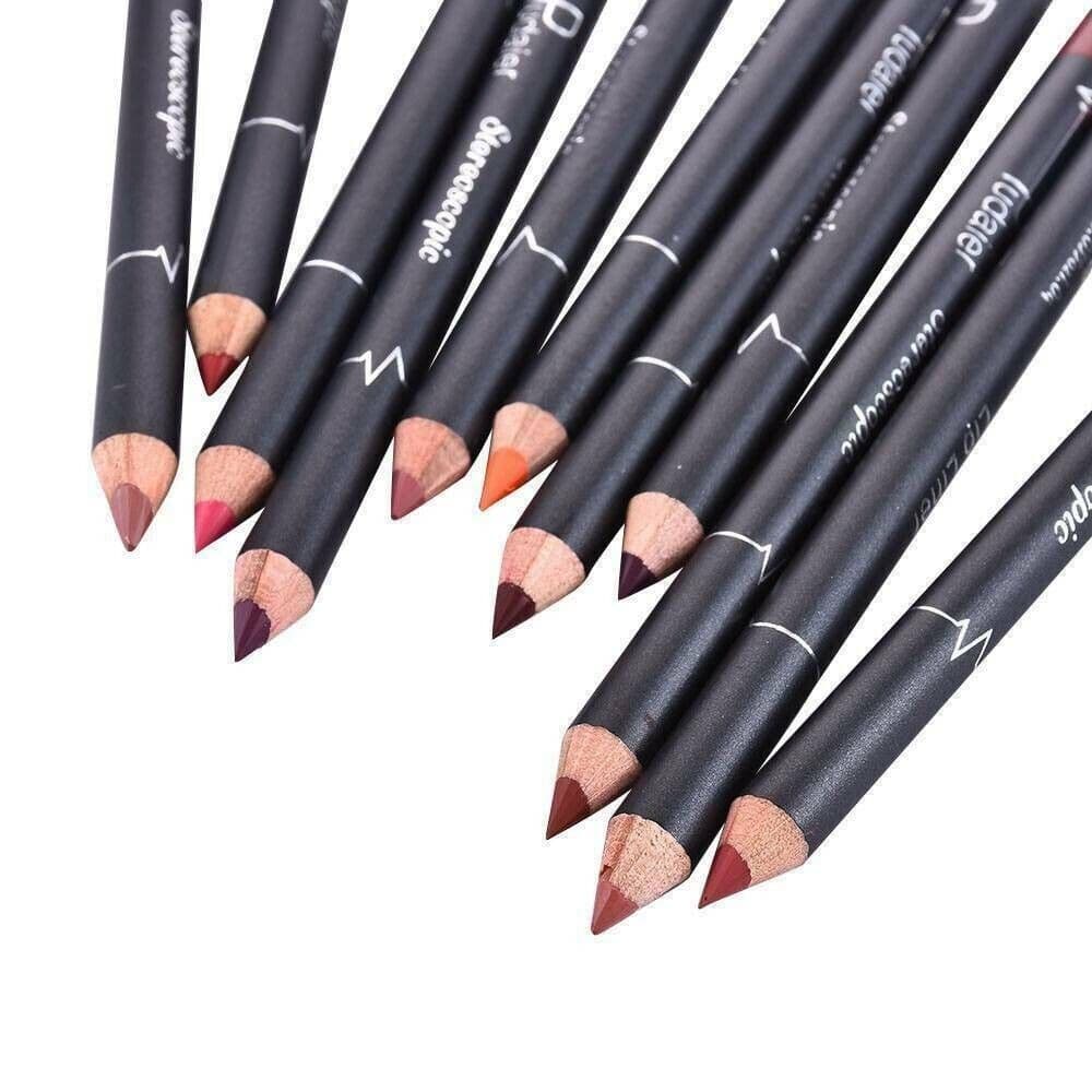 image-12Pcs Women Waterproof Lipstick Long Lasting Matte Lip Liner Pencil