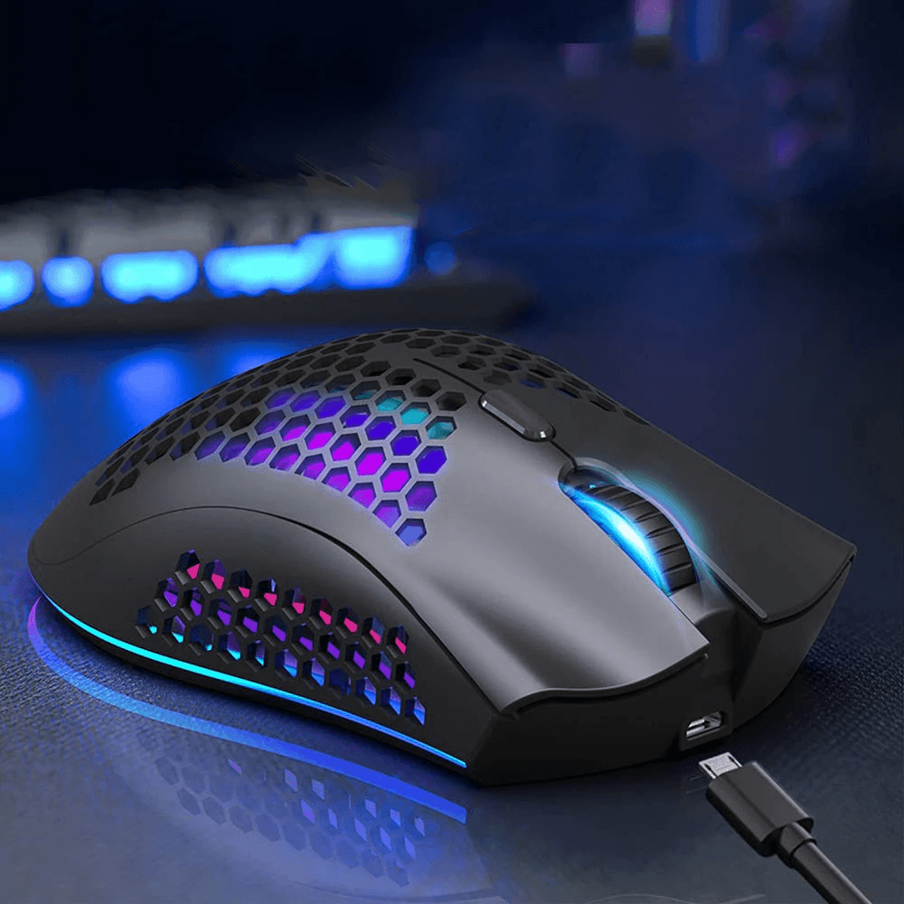 image-Wireless Mouse Gaming Rechargeable Optical Mouse Cordless 7 Color LED
