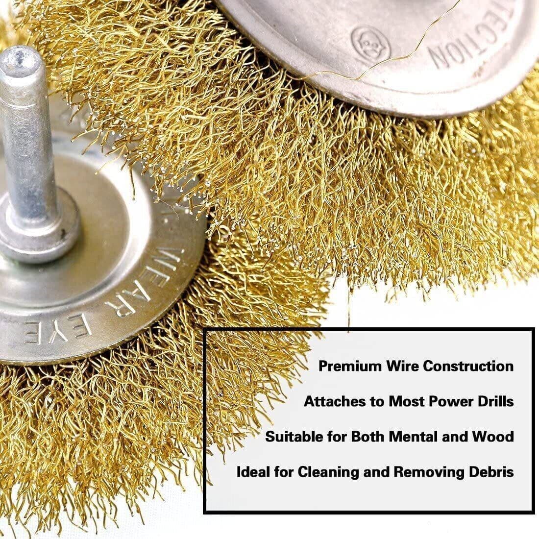 image-2-Pack 3 Pcs Wire Brush Wheel Set Cup Drill Bit Rust Paint Attachment