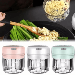 image-Electric 300ML Garlic Press Chopper Chili Onion Fruits Meat Mincer