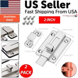 image-2Pcs Stainless Steel Latch Sliding Silver Doors Lock Keyless Door Bolt