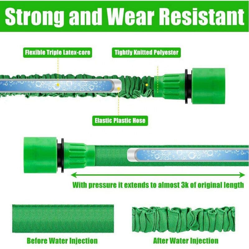 image-Expanding Expandable Flexible Garden Water Hose w Spray Nozzle 25, 50,