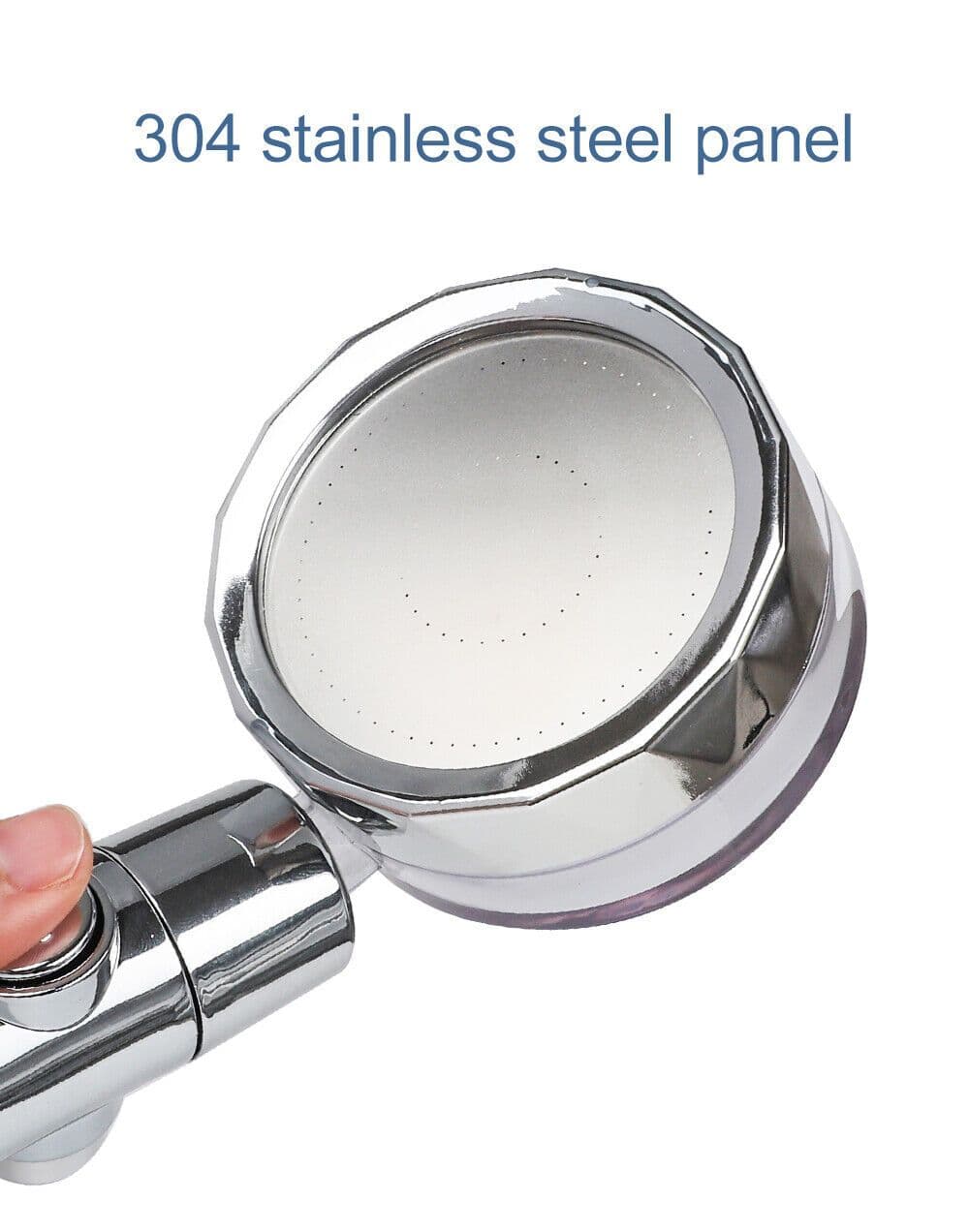 image-High Pressure Shower Head Adjustable 360° Rotation Turbine Water