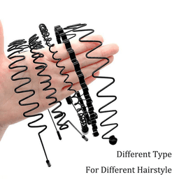 image-6Pcs Metal Hair Headband Wave Style Hoop Band Comb Sports Hairband Men