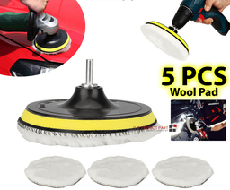 image-5PCS 6" Buffing Polishing Pad Wool Wheel Mop Kit For Car Polisher