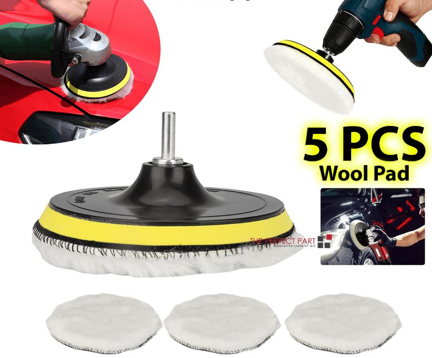 image-5PCS 6" Buffing Polishing Pad Wool Wheel Mop Kit For Car Polisher