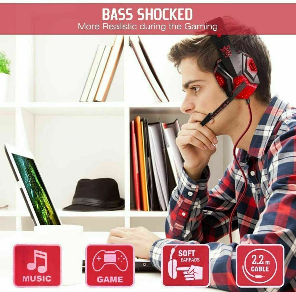 image-3.5mm Gaming Headset Mic LED Headphones Stereo Bass Surround For PC