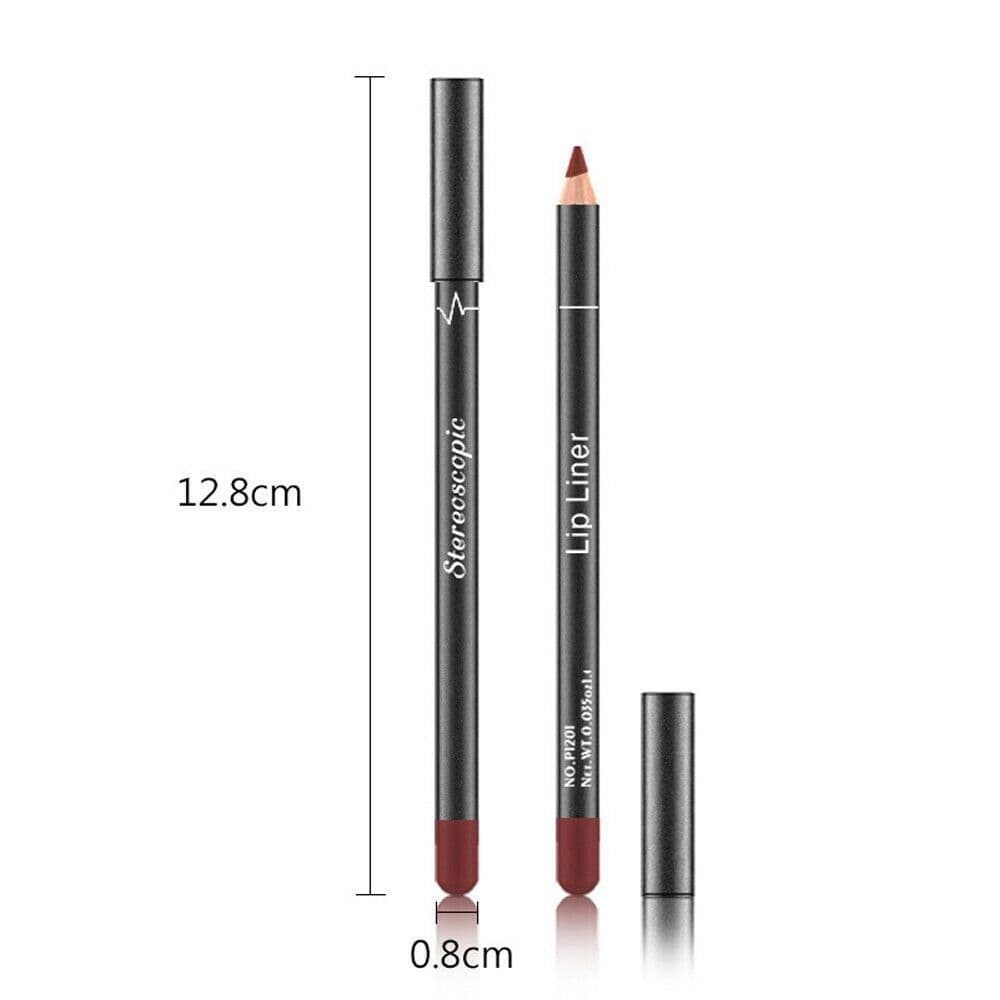image-12Pcs Women Waterproof Lipstick Long Lasting Matte Lip Liner Pencil