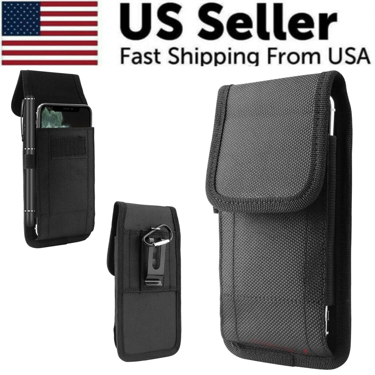 image-Vertical Cell Phone Holster Pouch Wallet Case With Belt Clip For