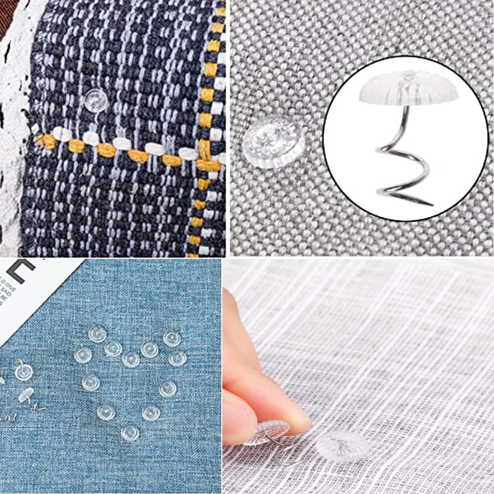 image-50 Pcs Upholstery Tacks Headliner Pins Clear Heads Twist Bed Fabric