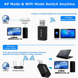 image-1300Mbps USB3.0 Wireless WiFi Adapter Dongle Dual Band 5G/2.4G Desktop