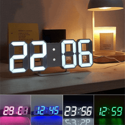 image-Digital 3D LED Big Wall Desk Alarm Clock Snooze 12/24 Hours Auto