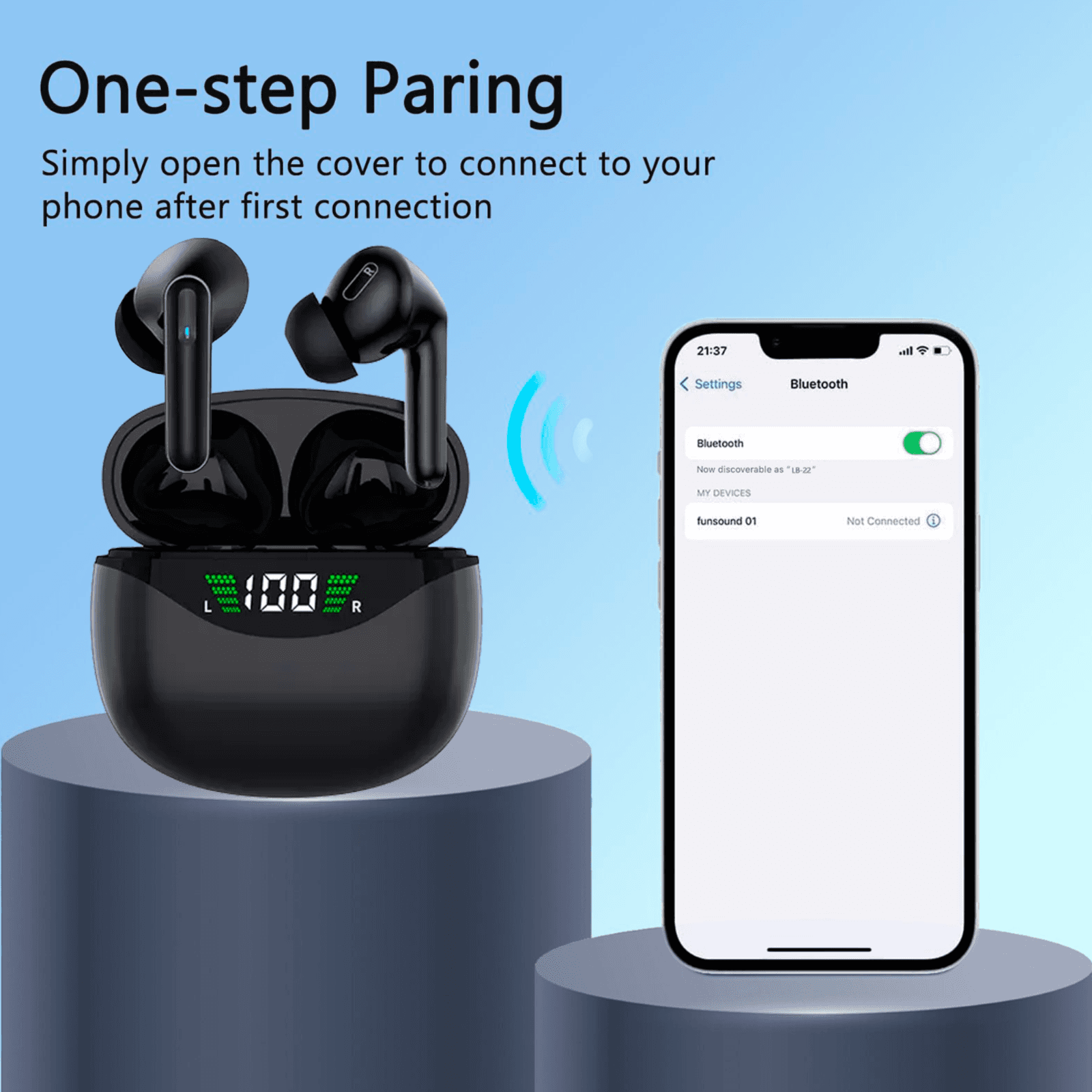 image-Bluetooth Earbuds Headset 5.3 Wireless Noise Cancelling TWS Trucker