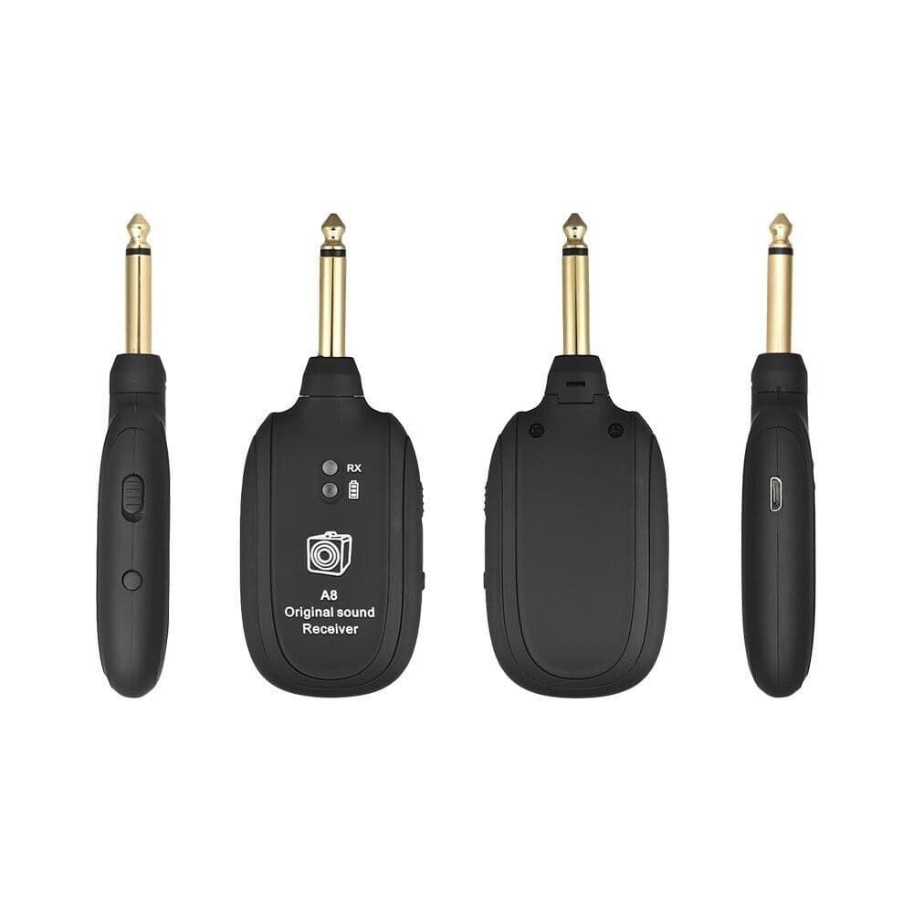 image-UHF Guitar Wireless System Transmitter+Receiver Built In Rechargeable