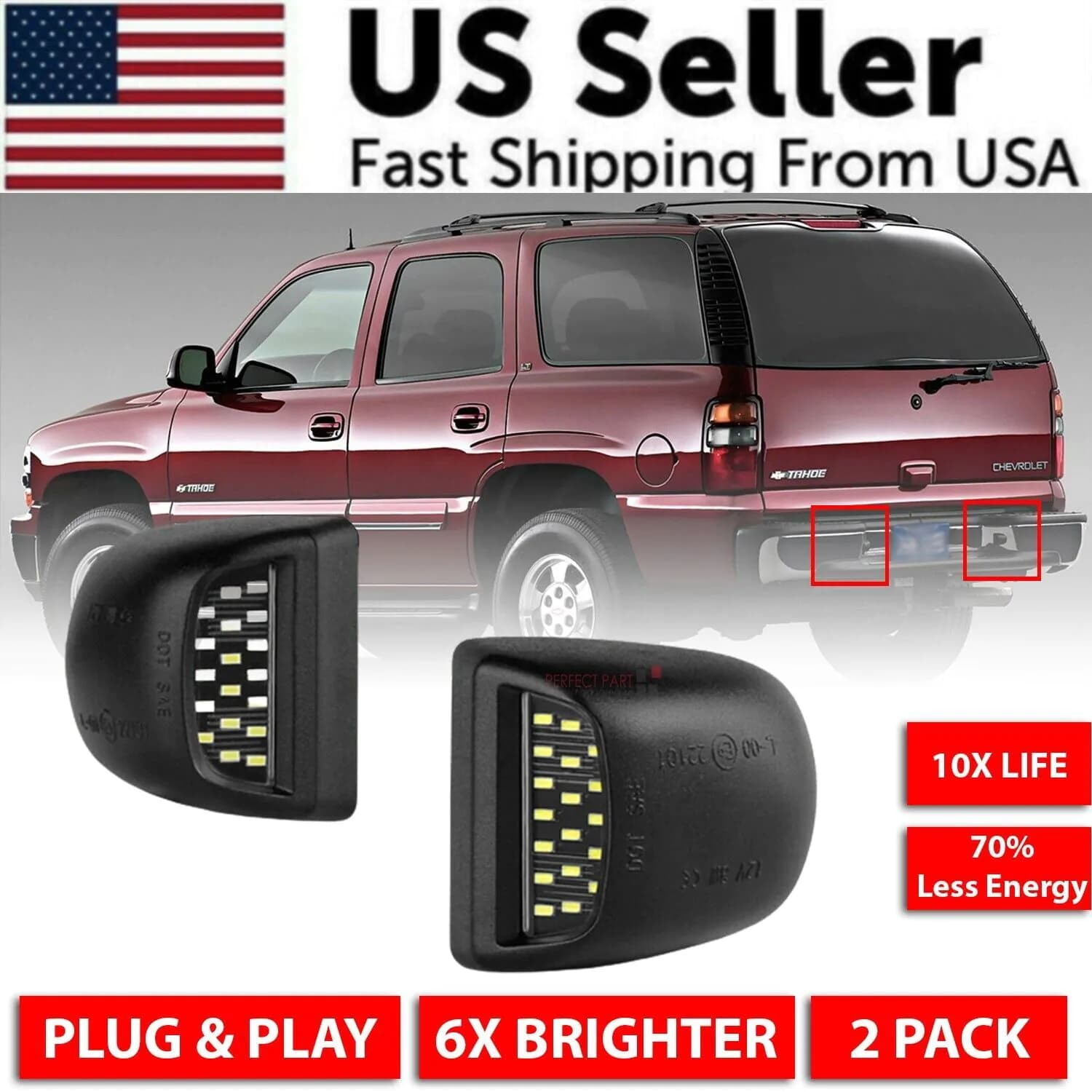 image-For 00-06 Chevy Tahoe Suburban GMC Yukon XL LED License Plate Light