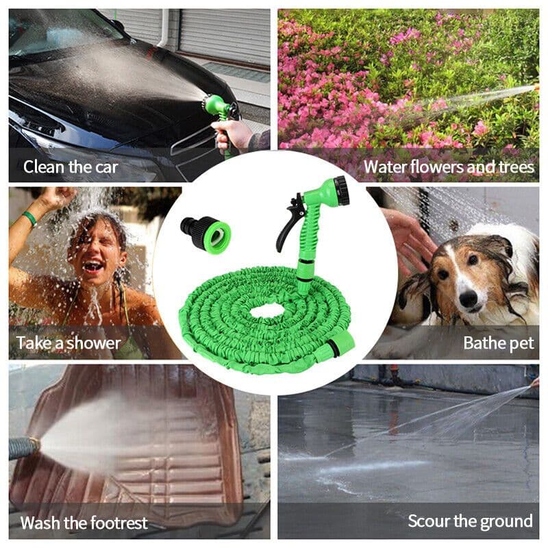 image-Expanding Expandable Flexible Garden Water Hose w Spray Nozzle 25, 50,