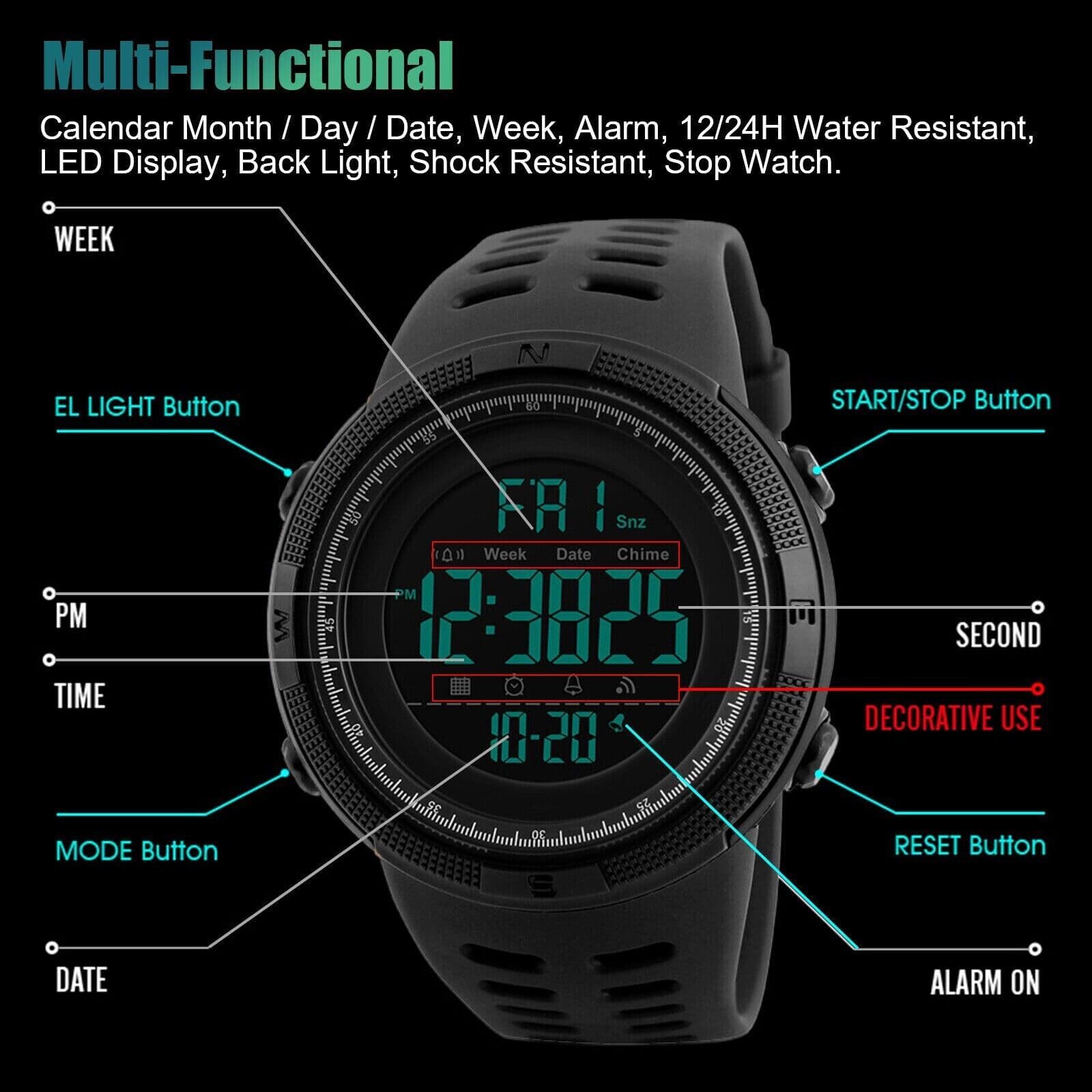 image-SKMEI Men's Digital Army Military Sport Quartz Analog Chrono