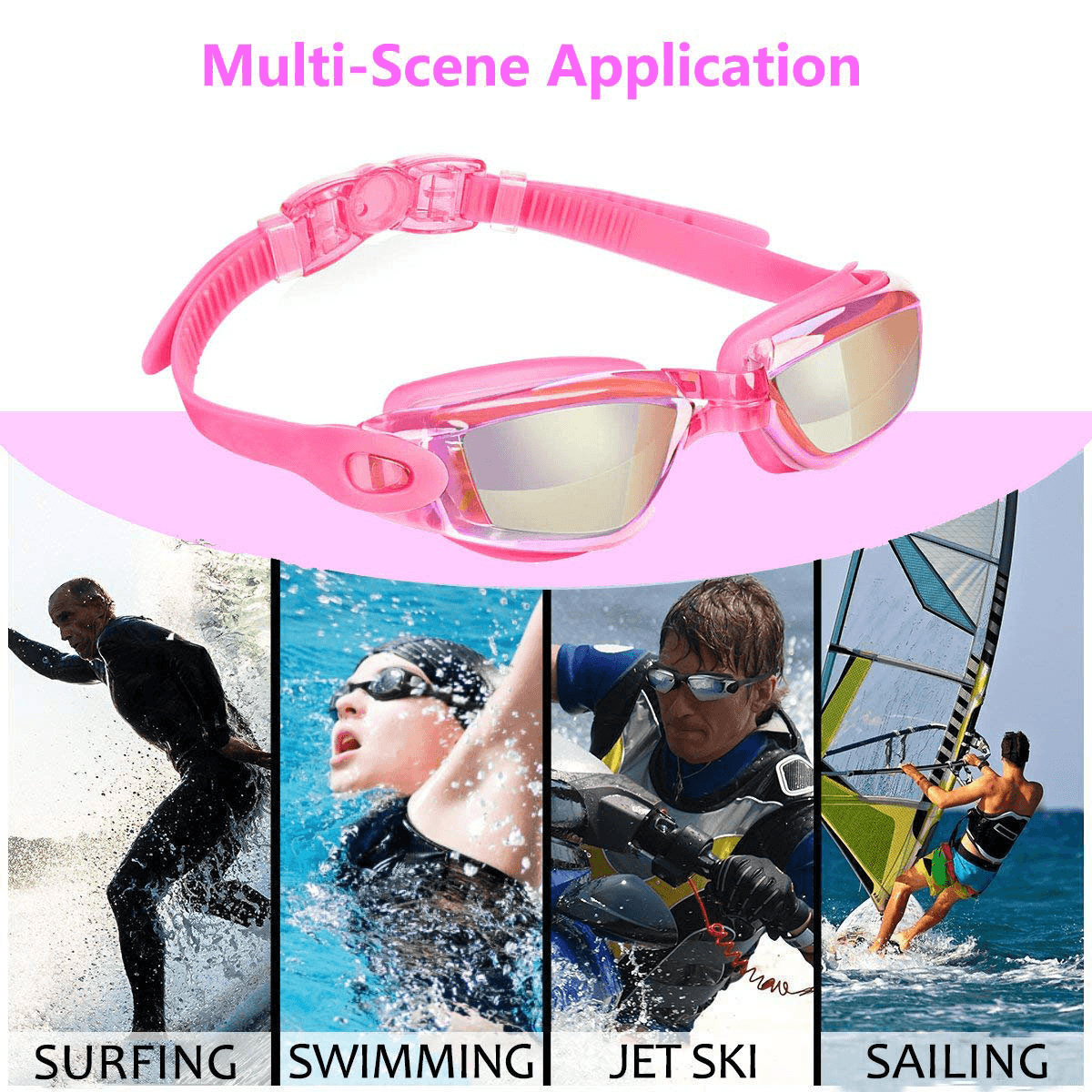 image-Clear Comfortable Swimming Goggles UV- Anti-Fog Swim Glasses Mirror
