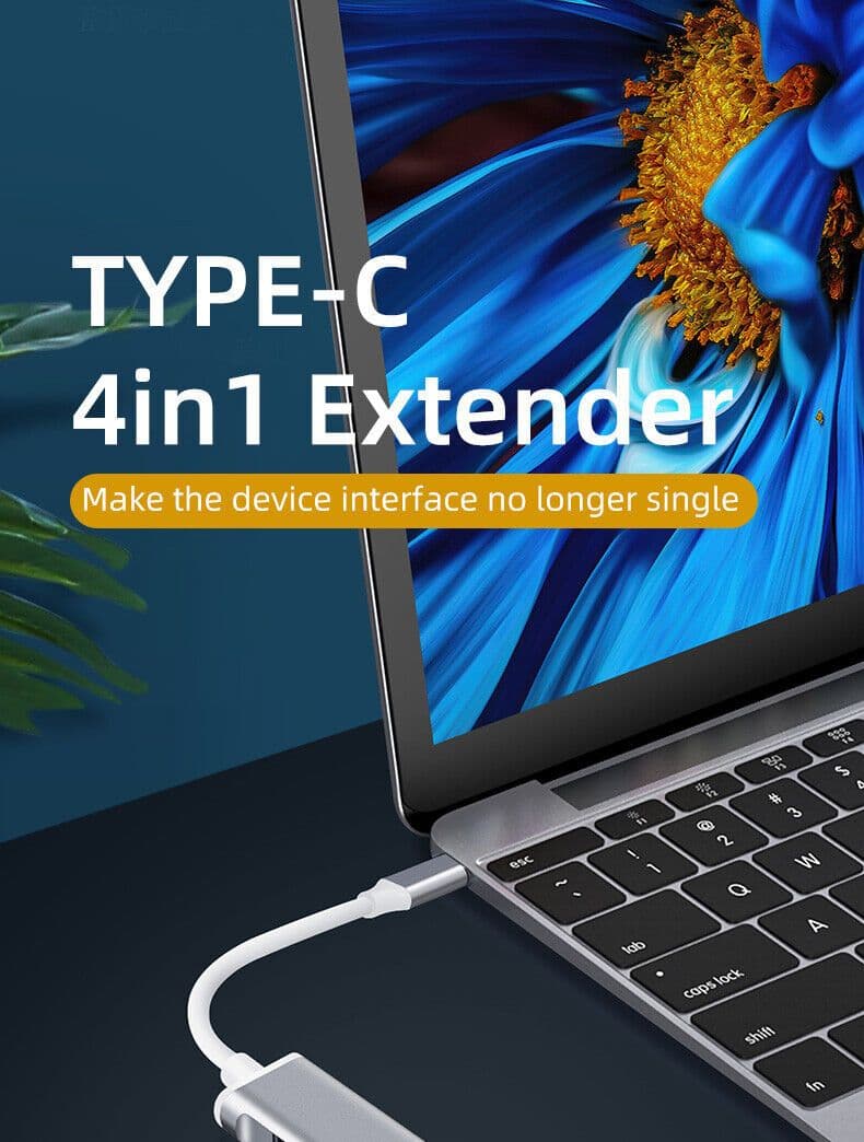 image-USB-C Type C to USB 3.0 4 Port Hub Splitter For PC Mac Phone MacBook