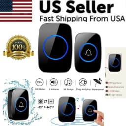 image-Wireless Doorbell Chime Waterproof Plugin Receiver Adjustable Volume