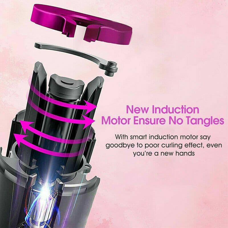 image-Hair Curler LCD Cordless Auto Rotating Waver Curling Iron Ceramic