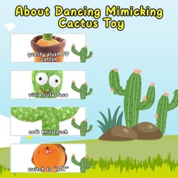 image-Dancing Cactus Plush Toy Doll Electronic Recording Shake With Song