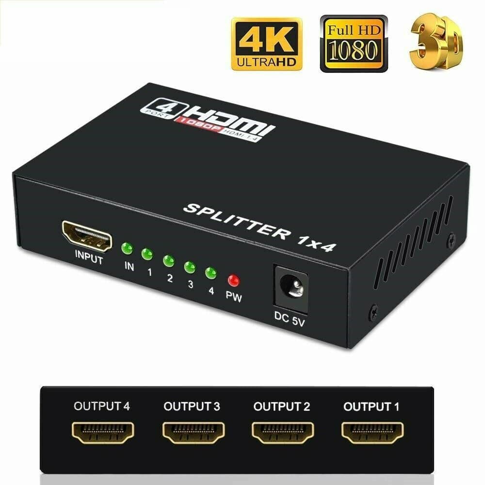 image-4 Port HDMI 4K Hub Multi Splitter & Amplifier For 3D HDTV 1080P 1X4 1