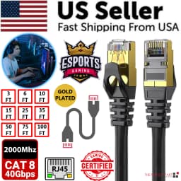 image-Cat 8 Ethernet RJ45 Cable Super Speed 40Gbps Patch LAN Network Gold