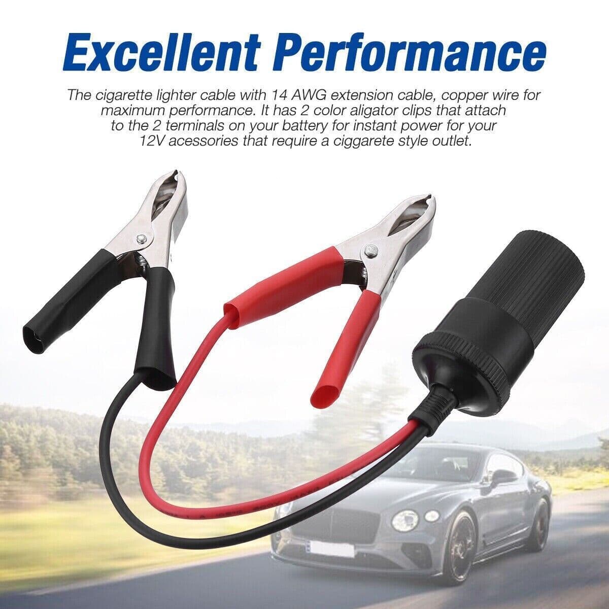 image-2PCS Car Battery Alligator Clamp Clip Cigarette Lighter Power Adapter