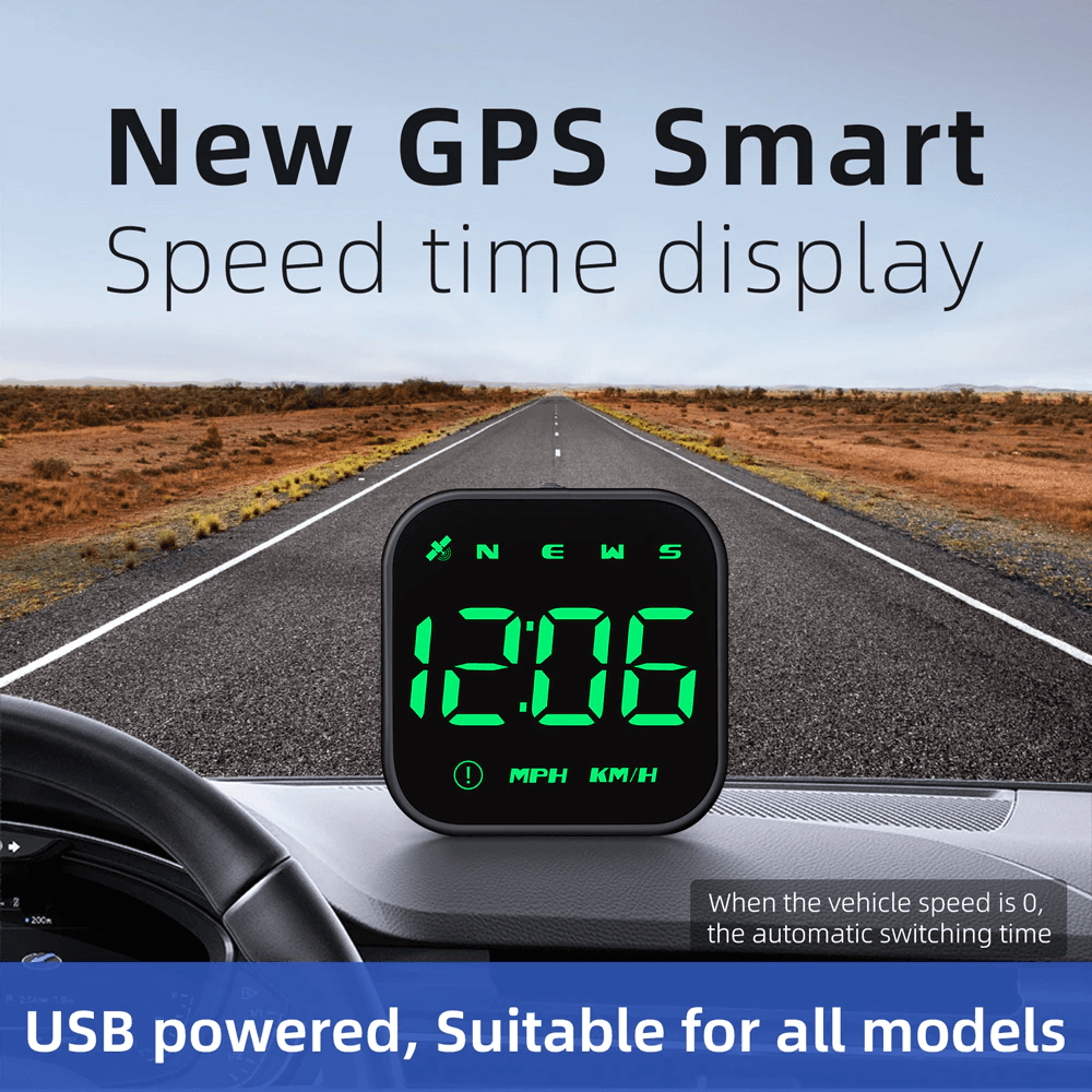 image-Digital Car HUD GPS Speedometer Head Up Display MPH KMH Compass