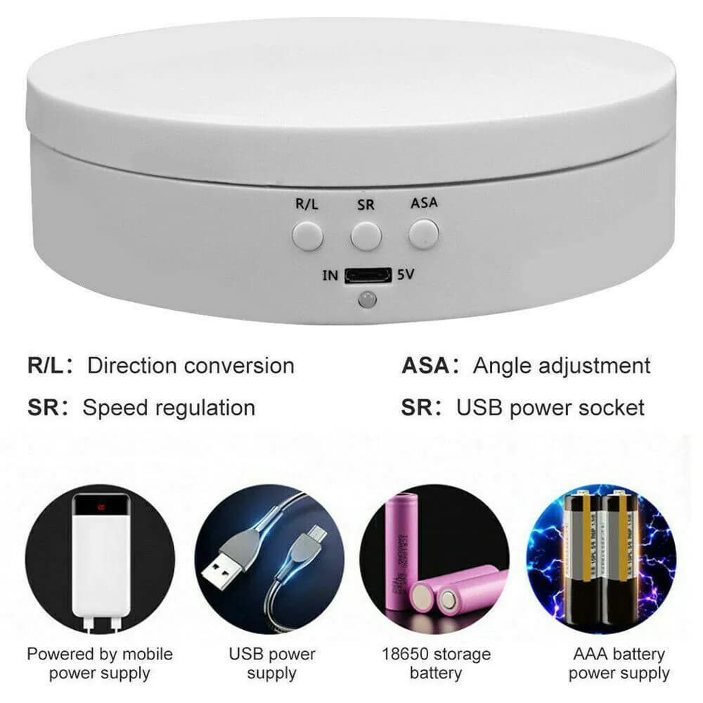 image-360° Electric Motorized Rotating Display Stand Jewelry Photography