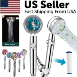 image-High Pressure Shower Head Adjustable 360° Rotation Turbine Water