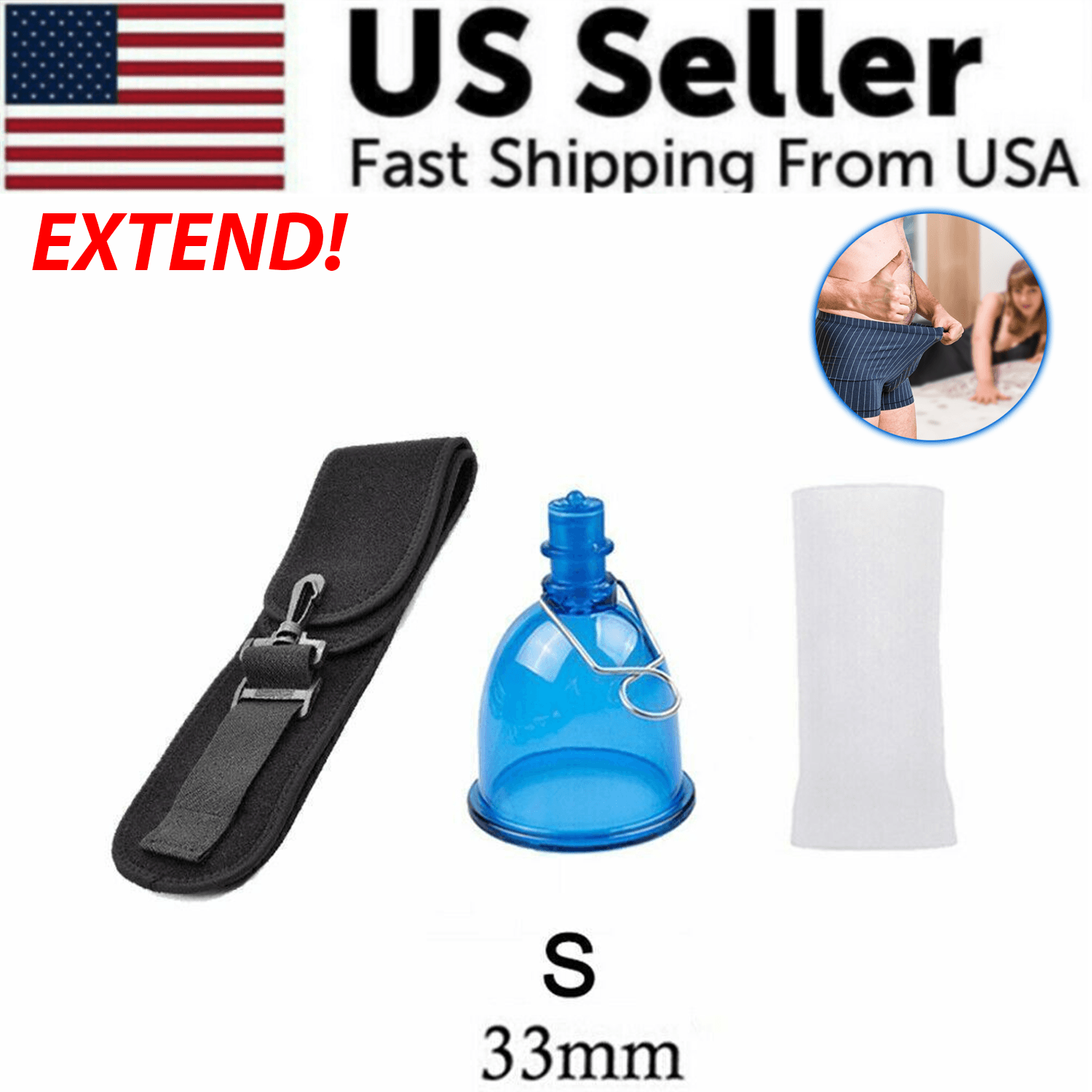 image-Male Extender Penis Stretcher Enlargement Vacuum Cup Enhancement