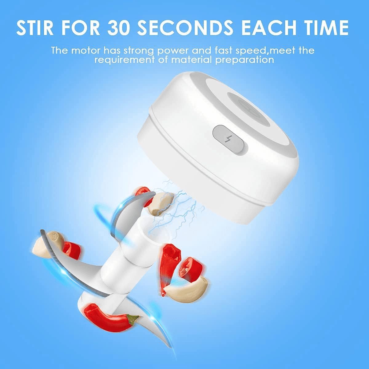 image-Electric 300ML Garlic Press Chopper Chili Onion Fruits Meat Mincer