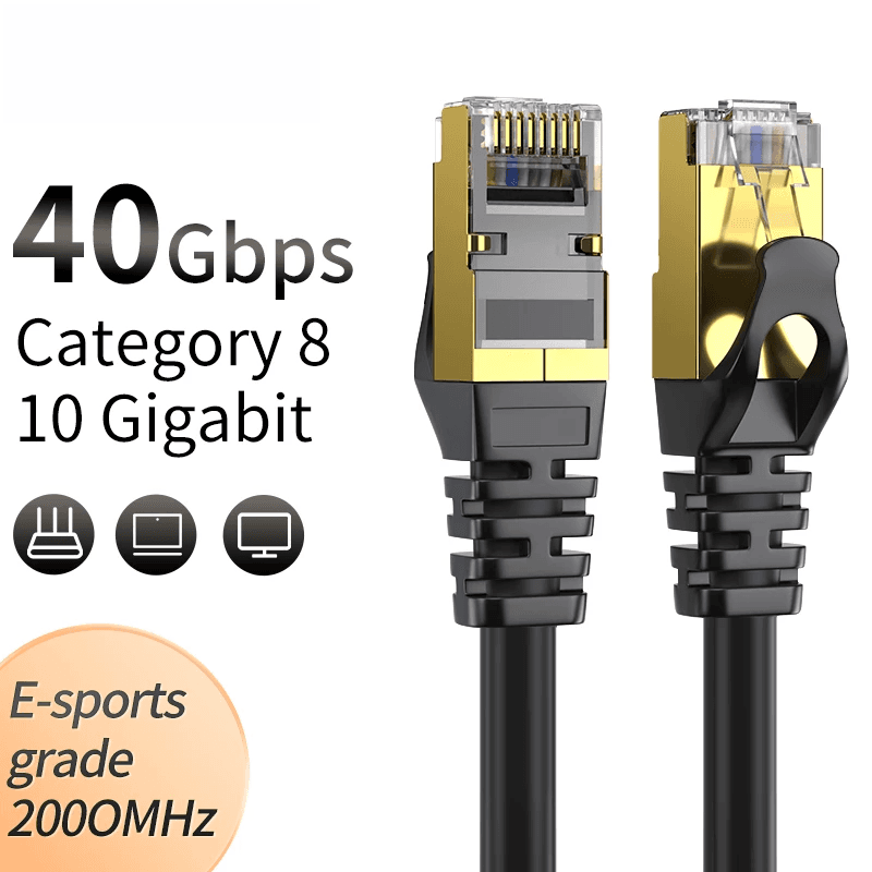 image-Cat 8 Ethernet RJ45 Cable Super Speed 40Gbps Patch LAN Network Gold