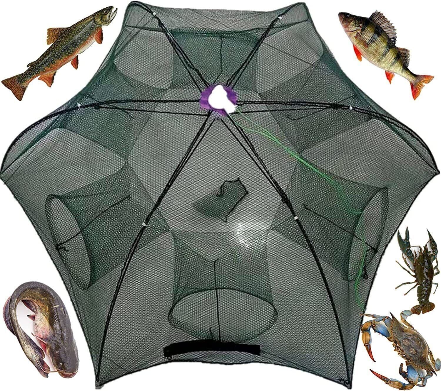 image-Fishing Bait Trap Crab Net Crawdad Shrimp Cast Dip Cage Fish Minnow