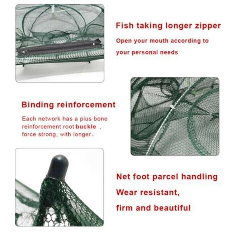 image-Fishing Bait Trap Crab Net Crawdad Shrimp Cast Dip Cage Fish Minnow