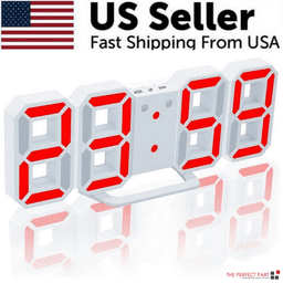 image-Digital 3D LED Big Wall Desk Alarm Clock Snooze 12/24 Hours Auto