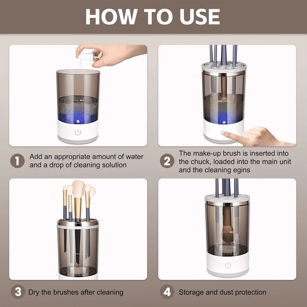 image-Automatic Brush Cleaner Electric Makeup Brush Cleaning Machine Fast