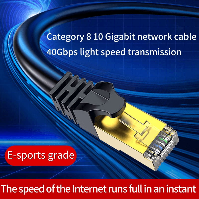image-Cat 8 Ethernet RJ45 Cable Super Speed 40Gbps Patch LAN Network Gold