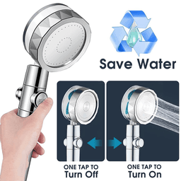 image-High Pressure Shower Head Adjustable 360° Rotation Turbine Water
