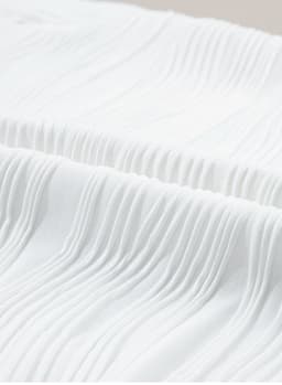 image-White Wavy Textured Mock Neck Cap Sleeve Top