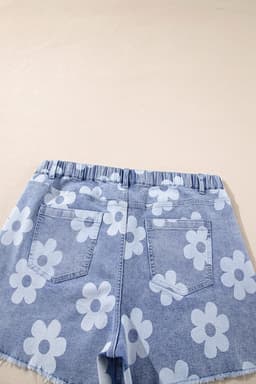 image-Ashleigh Blue Floral Denim Shorts High Waist