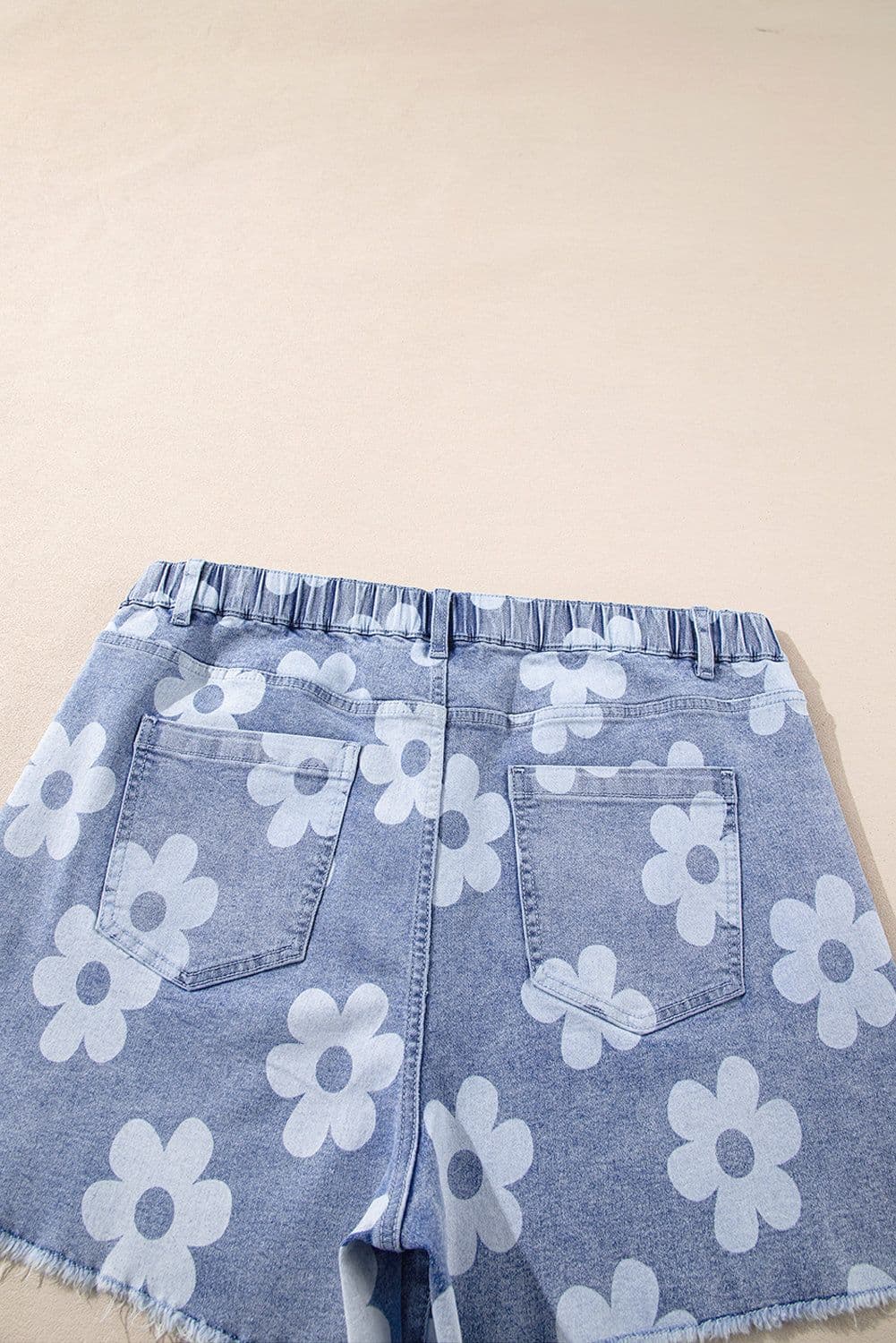 image-Ashleigh Blue Floral Denim Shorts High Waist