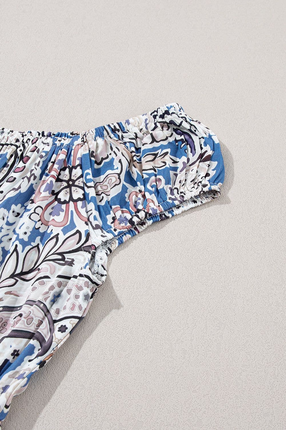 image-Blue Boho Paisley Print Off Shoulder Maxi Dress