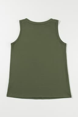 image-Jungle Green V Neck Tank Top - Half Button