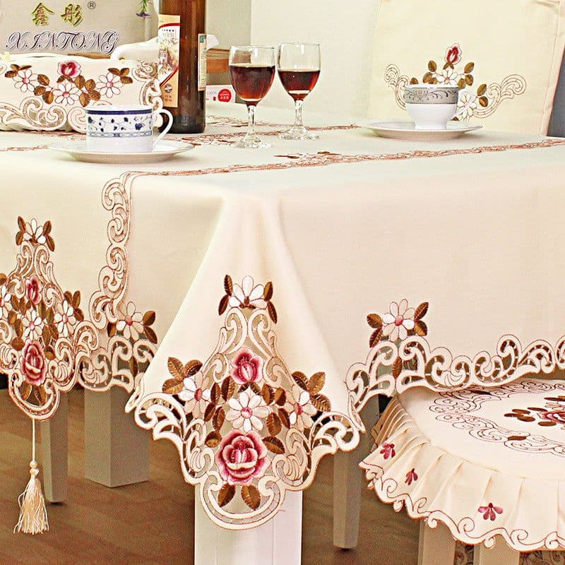 image-220 European-style embroidered table cloth chair cover fabric table flag decoration coffee table cloth home table cloth factory wholesale