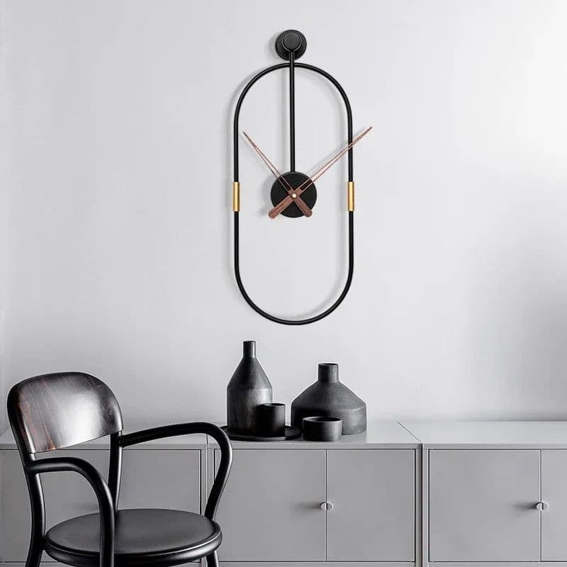 image-Creative Metal Wall Clock Modern Design Minimalist Style Iron Art Wall Clock for Living Room Wall Watch Home Decor 38x14cm