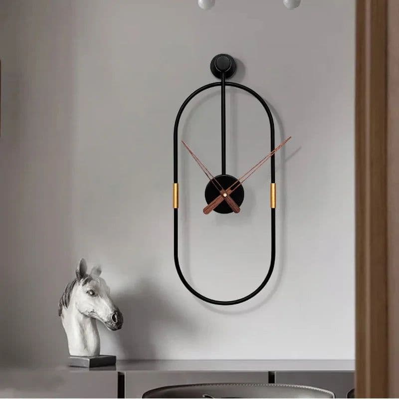image-Creative Metal Wall Clock Modern Design Minimalist Style Iron Art Wall Clock for Living Room Wall Watch Home Decor 38x14cm