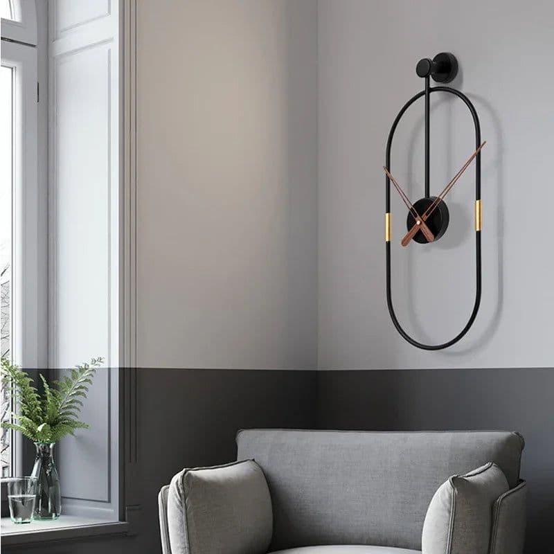 image-Creative Metal Wall Clock Modern Design Minimalist Style Iron Art Wall Clock for Living Room Wall Watch Home Decor 38x14cm